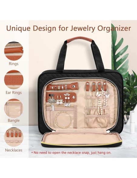 Bolsa de Aseo Wedama Grande Negra con Organizador de Joyería