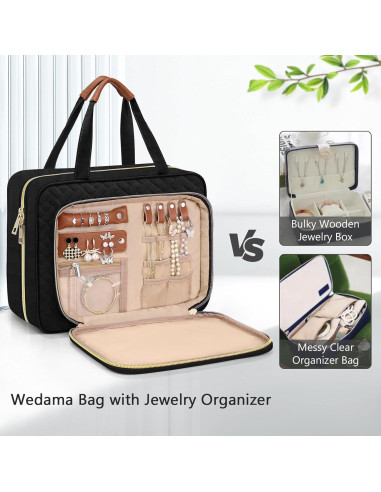 Bolsa de Aseo Wedama Grande Negra con Organizador de Joyería