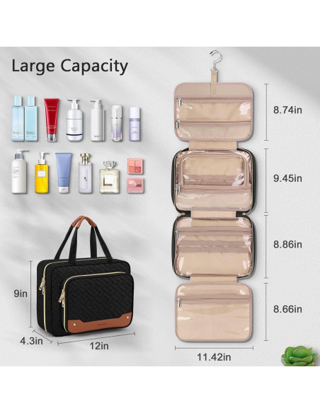 Bolsa de Aseo Wedama Grande Negra con Organizador de Joyería