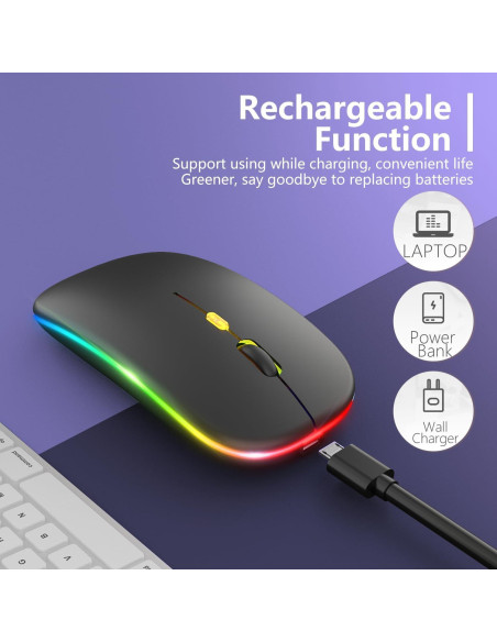 Mouse Inalámbrico Aotu LED Slim Silencioso 3 DPI Ajustables
