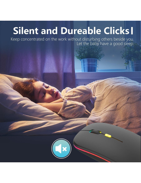 Mouse Inalámbrico Aotu LED Slim Silencioso 3 DPI Ajustables