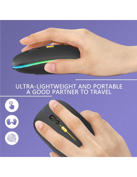 Mouse Inalámbrico Aotu LED Slim Silencioso 3 DPI Ajustables