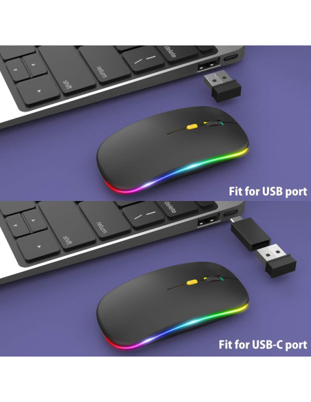 Mouse Inalámbrico Aotu LED Slim Silencioso 3 DPI Ajustables