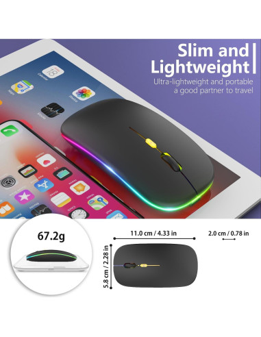 Mouse Inalámbrico Aotu LED Slim Silencioso 3 DPI Ajustables