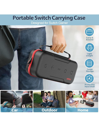 Funda de transporte OIVO para Nintendo Switch OLED roja