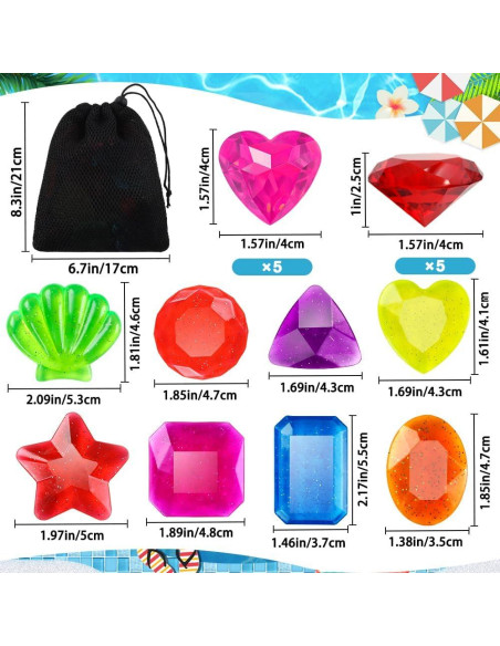 18 Juguetes de Gemas de Buceo Vellibring para Niños