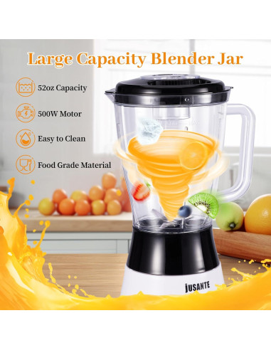 Batidora de Cocina JUSANTE 500W Jarra 1.5L 2 Velocidades