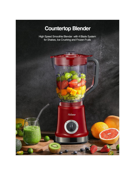 Licuadora Yabano Roja 1.36 kg Cuchilla Removible Alta Velocidad