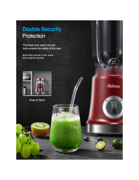Licuadora Yabano Roja 1.36 kg Cuchilla Removible Alta Velocidad