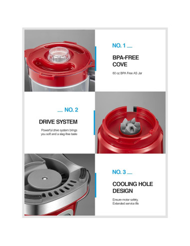 Licuadora Yabano Roja 1.36 kg Cuchilla Removible Alta Velocidad