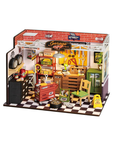 Kit Mini Taller de Garaje Robotime con LED 23.88x14.73cm