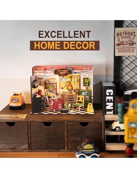 Kit Mini Taller de Garaje Robotime con LED 23.88x14.73cm