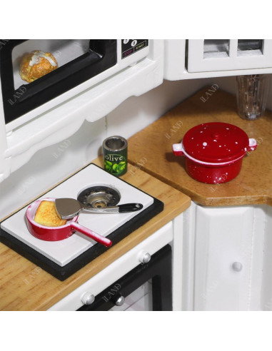 Juego de Cocina Miniatura iLAND 1:12 con Ollas y Sartenes