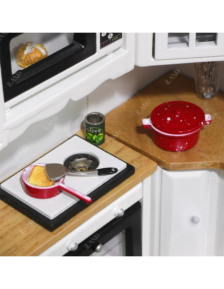 Juego de Cocina Miniatura iLAND 1:12 con Ollas y Sartenes