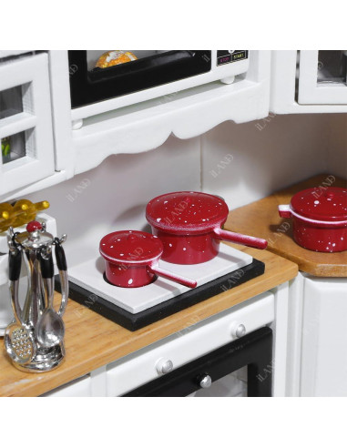 Juego de Cocina Miniatura iLAND 1:12 con Ollas y Sartenes