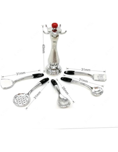 Juego de Cocina Miniatura iLAND 1:12 con Ollas y Sartenes