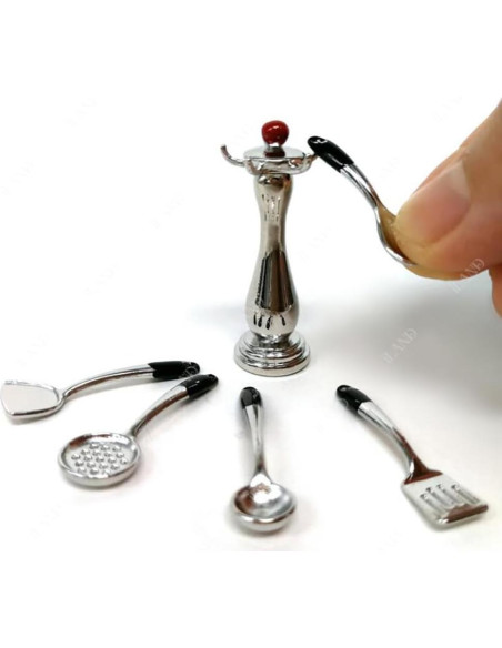 Juego de Cocina Miniatura iLAND 1:12 con Ollas y Sartenes