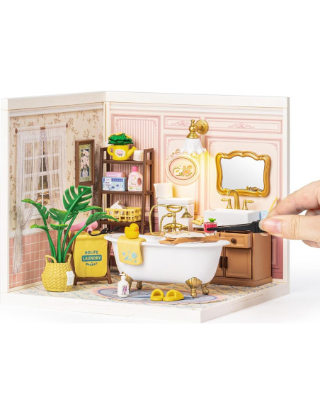 Rolife Casa Miniatura DIY Baño Pop Bubble 16.26 cm para Adultos