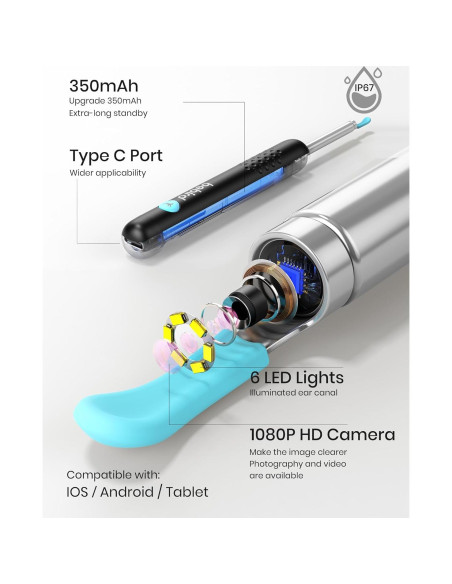 BEBIRD R1 Limpiador de Oídos con Cámara 1080P y LED