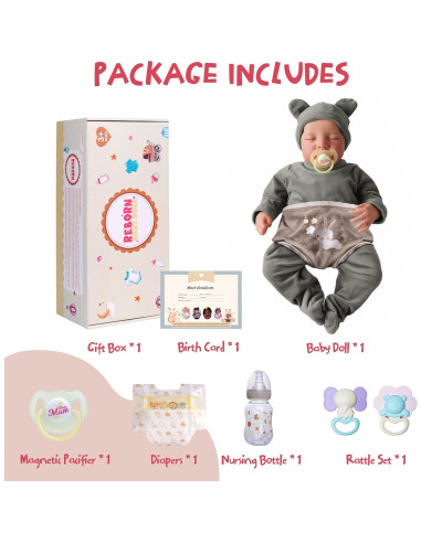 Muñeca de Bebé Reborn JIZHI 43 cm Silicona Cuerpo Completo