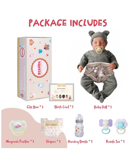 Muñeca de Bebé Reborn JIZHI 43 cm Silicona Cuerpo Completo