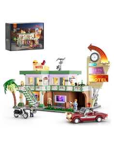 Set de Construcción FUNWHOLE Motel Vintage 1970 con Luces LED