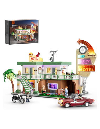 Set de Construcción FUNWHOLE Motel Vintage 1970 con Luces LED