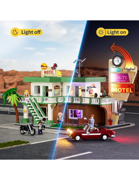 Set de Construcción FUNWHOLE Motel Vintage 1970 con Luces LED