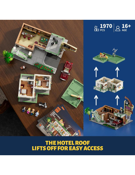 Set de Construcción FUNWHOLE Motel Vintage 1970 con Luces LED