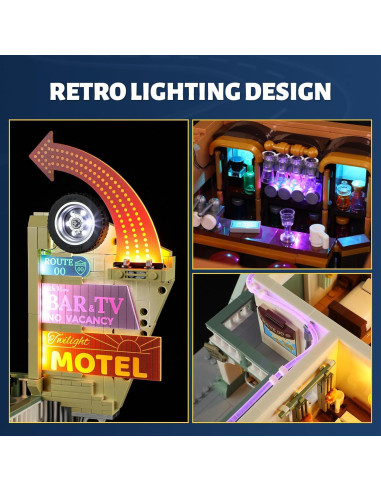 Set de Construcción FUNWHOLE Motel Vintage 1970 con Luces LED