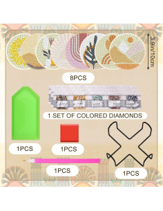 Posavasos de Arte de Diamante UPINS 8 Piezas Boho 2