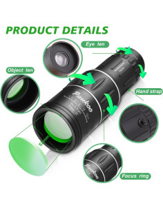 Telescopio Monocular Pankoo 16X52 HD Compacto para Aventura 2