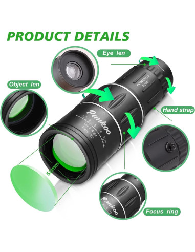 Telescopio Monocular Pankoo 16X52 HD Compacto para Aventura