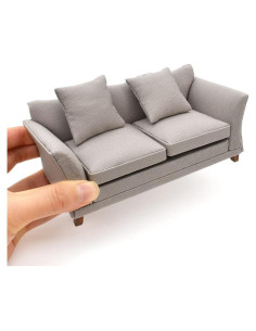 Sofá Miniatura iLAND para Casa de Muñecas Caqui 1:12