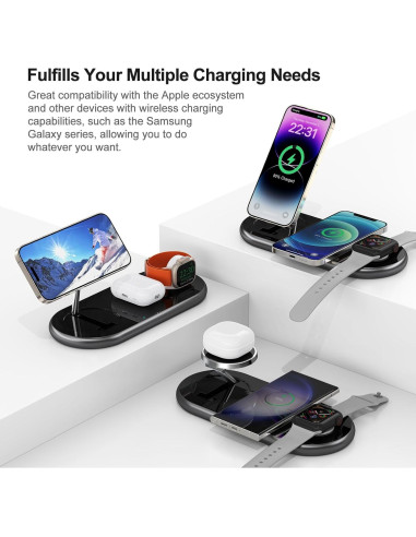 Estación de Carga 3 en 1 OKFLYMAN para iPhone y Apple Watch