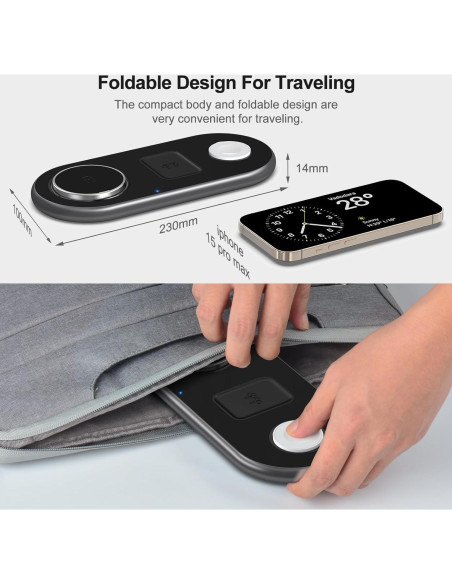 Estación de Carga 3 en 1 OKFLYMAN para iPhone y Apple Watch