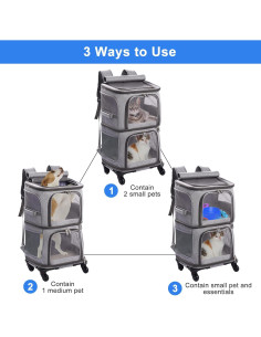 Mochila Transportadora Doble VOISTINO para Mascotas Gris 2