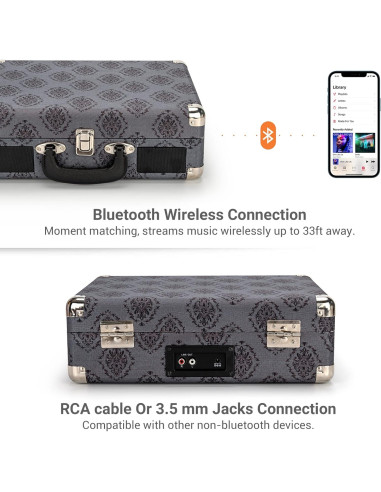 Reproductor de Vinilo ByronStatics Bluetooth 5.0 3 Velocidades