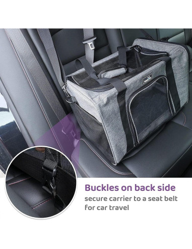 Transportín Wakytu para Gatos y Perros Pequeños Negro