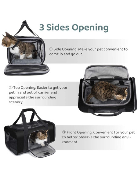 Transportín Wakytu para Gatos y Perros Pequeños Negro