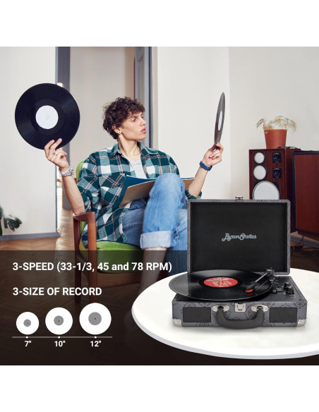 Reproductor de Vinilo ByronStatics Bluetooth 5.0 3 Velocidades