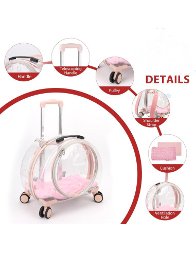 Transportador para mascotas TripleHare G400 Rosa 44.5x30x39.9cm