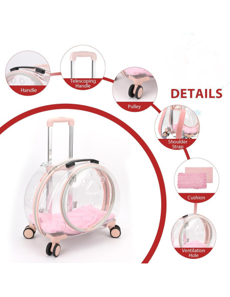 Transportador para mascotas TripleHare G400 Rosa 44.5x30x39.9cm