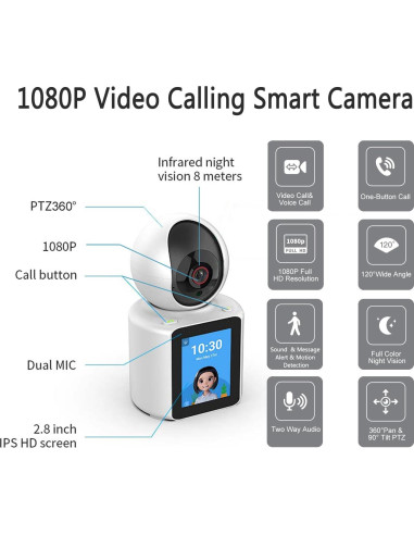 Cámara Inteligente Genérico 1080P con Pantalla HD 7 cm