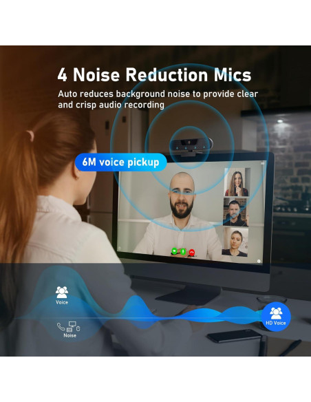 Cámara Web 4K VIZOLINK W8GS con 4 Micrófonos y Trípode