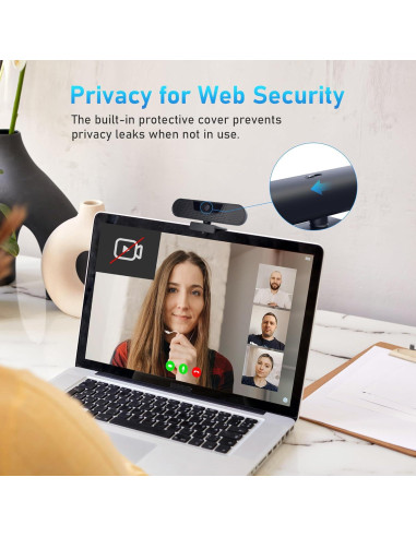 Cámara Web 4K VIZOLINK W8GS con 4 Micrófonos y Trípode