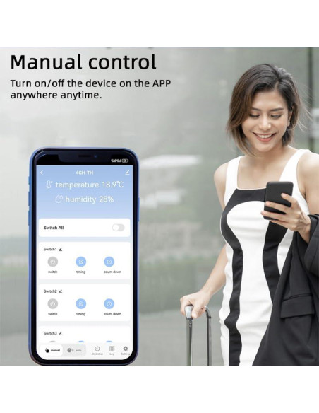 Controlador de Temperatura WiFi Tuya 4 Canales 10A con Sonda