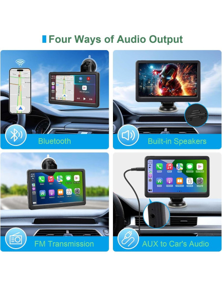 Pantalla Táctil HD 7" Carplay Android Auto Bluetooth