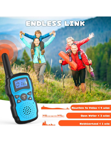 Walkie Talkies WisHouse M8 Recargables para Niños 3 Paquete