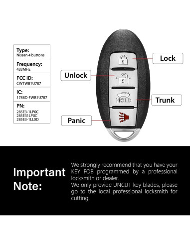 Control Remoto Llave Auto Keylessbest CWTWB1U787 4 Botones